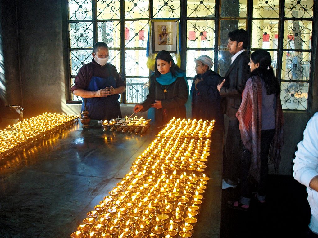 Butter lamps, a common sight in Dharamshala