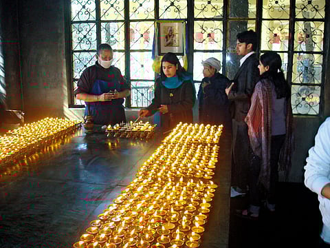 Butter lamps, a common sight in Dharamshala