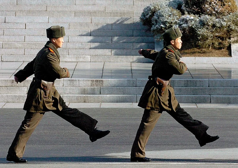 Soldiers marching in Korea