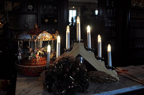 A typical arched, wooden candleholder or Schwibbogen
