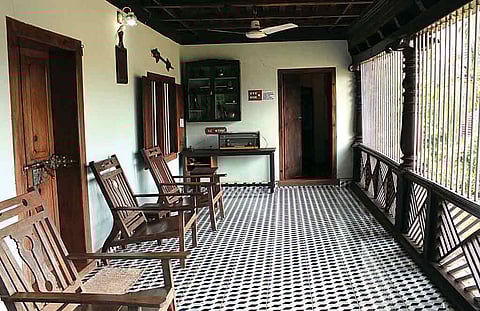 One of the balconies at the home