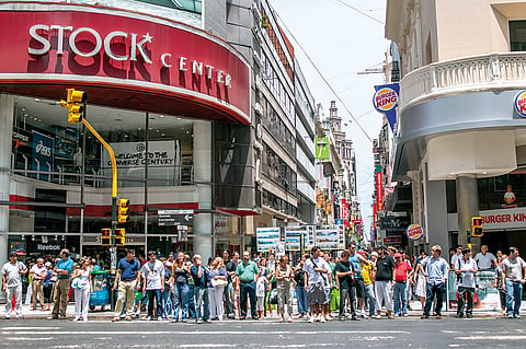 A busy intersection at Buenos Aires