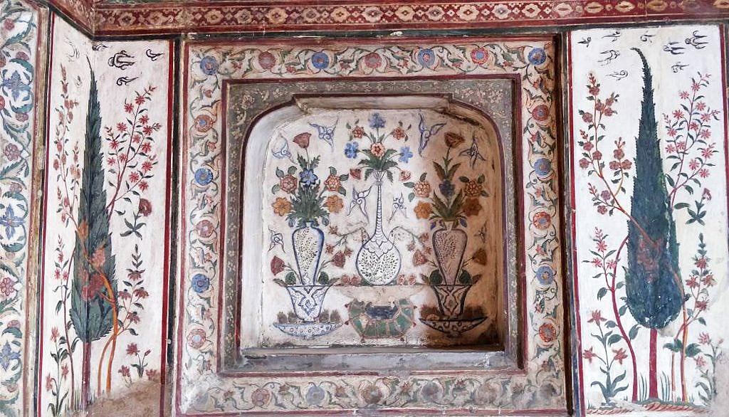 A painted wall inside the tomb