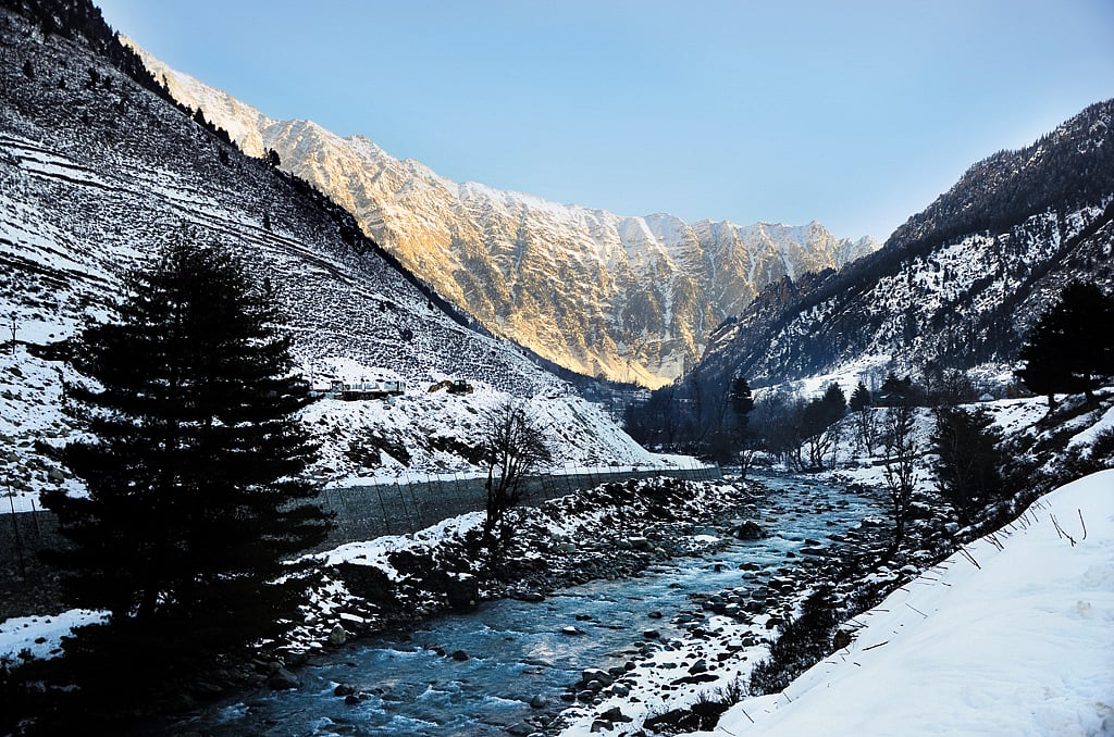 Jhelum passing through snow laden valleys