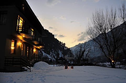 The compound to the right of The Villa Himalaya became an even, white field