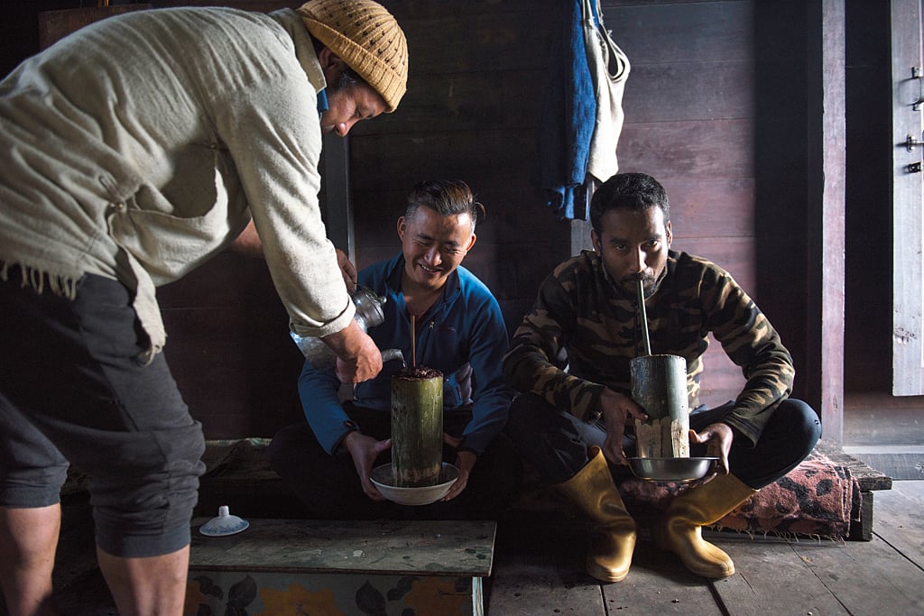Locals drink chi in Lingthem