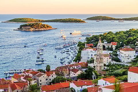 Hvar town harbour in Croatia
