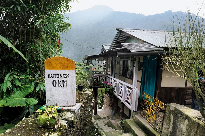 An inventive sign says it all at the entrance of Mayallyang homestay in Passingdang, Dzongu
