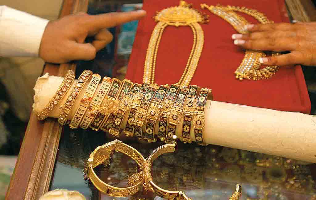 Traditional jewellery displayed at a Jaipur store