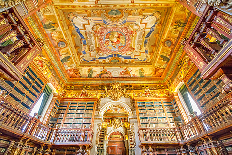 The magnificent library at the University of Coimbra in Portugal