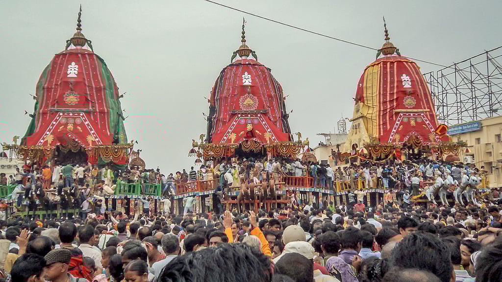 The idols of Lord Jagannath and his siblings and their chariots are carved in wood