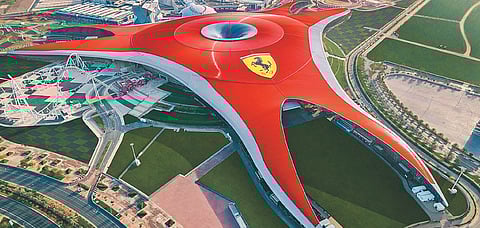 An aerial view of Ferrari World