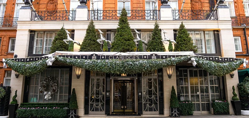 The facade of the Claridges Hotel in London
