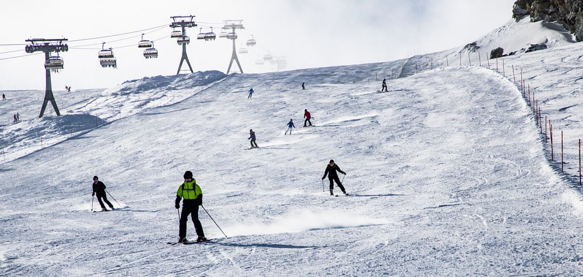 Skiers on Swiss slopes