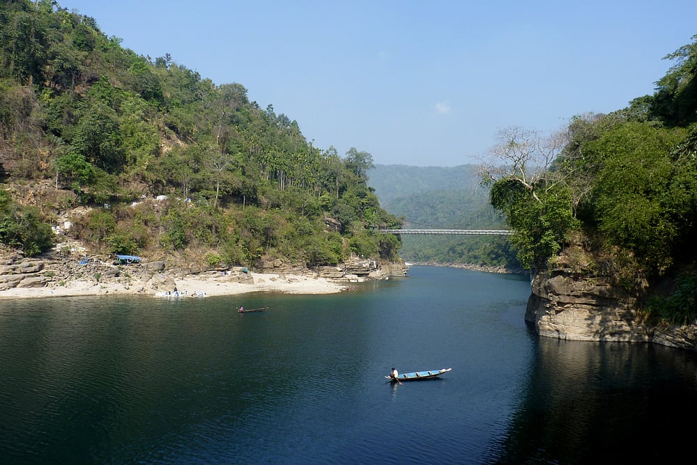 The river flows past Dawki