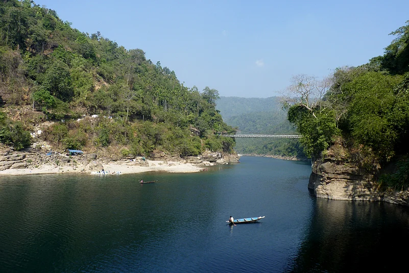 The river flows past Dawki