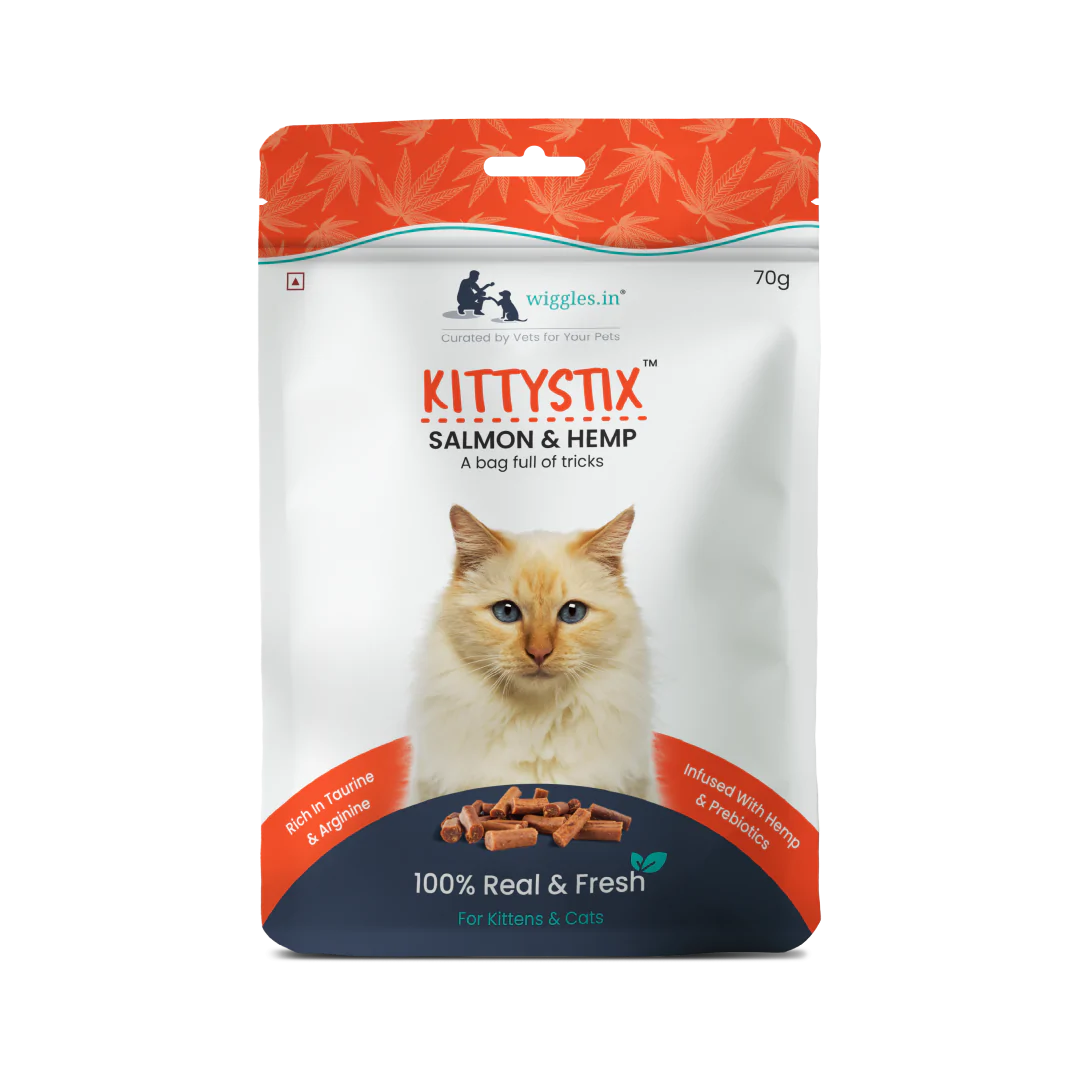 Kittystix Healthy Treats consist flavourful combo of salmon, tuna and hemp