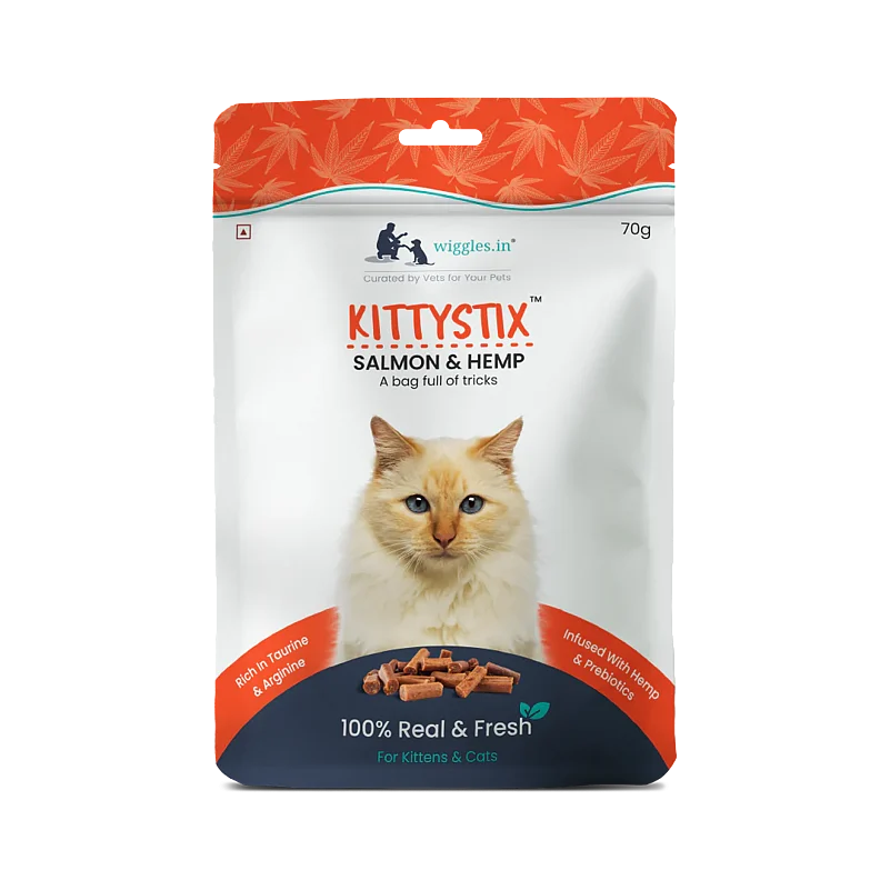 Kittystix Healthy Treats consist flavourful combo of salmon, tuna and hemp