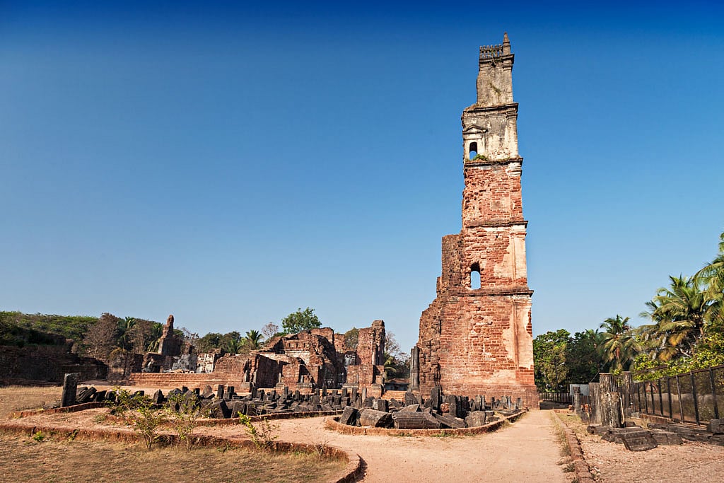 The only surviving tower of the St Augustines Church in Old Goa