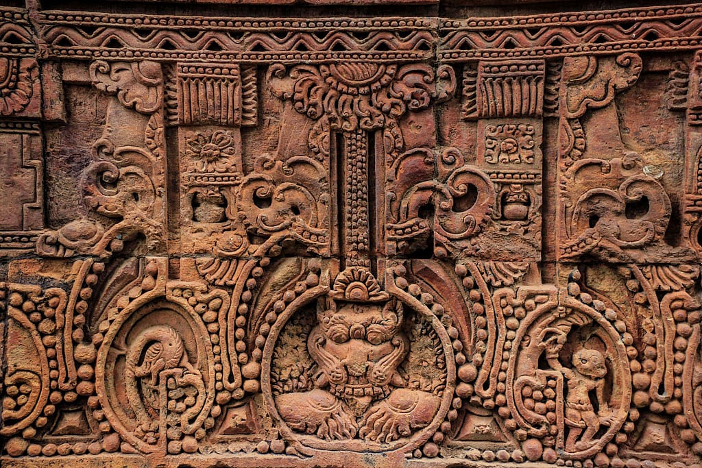 The intricate temple carvings