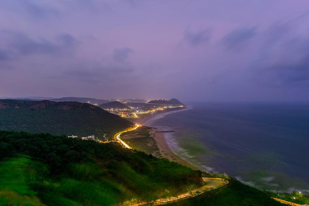 Rushikonda Beach near Vishakhapatnam attracts many tourists