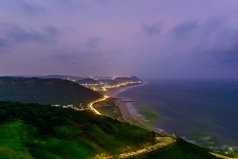 Rushikonda Beach near Vishakhapatnam attracts many tourists