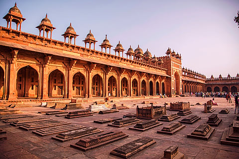 Fatehpur Sikri is made up of red sandstone