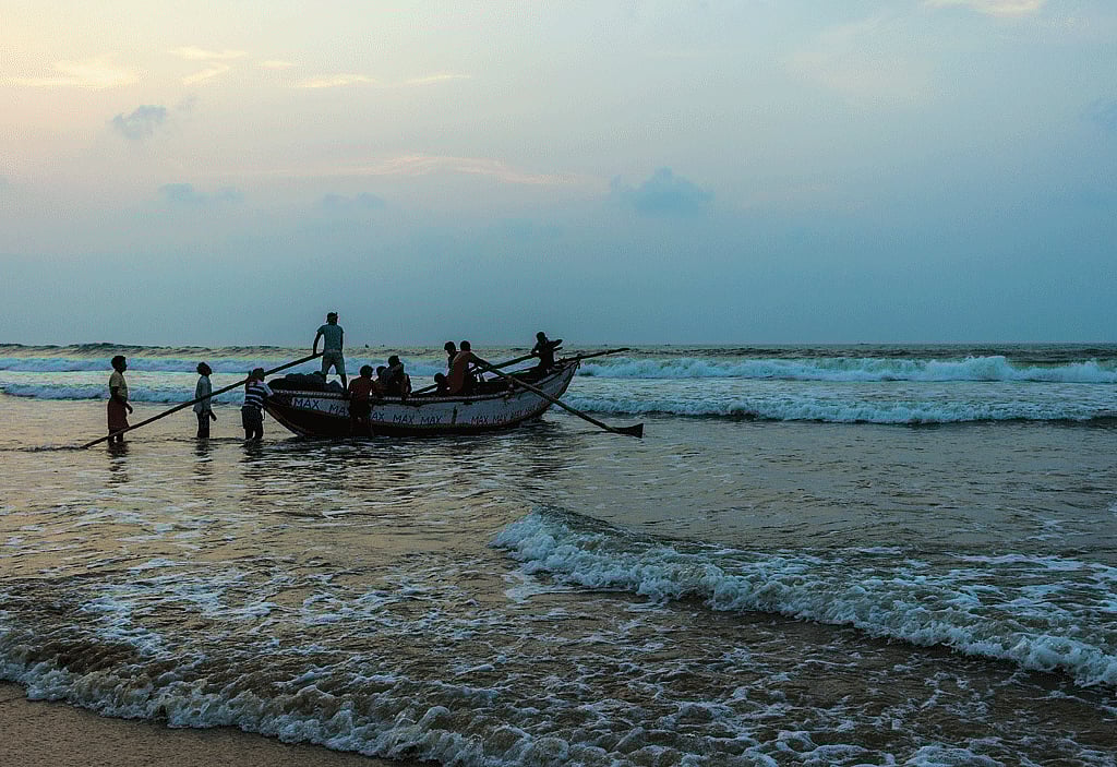 The beach in Puri is a favourite among tourists