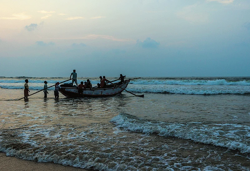 The beach in Puri is a favourite among tourists