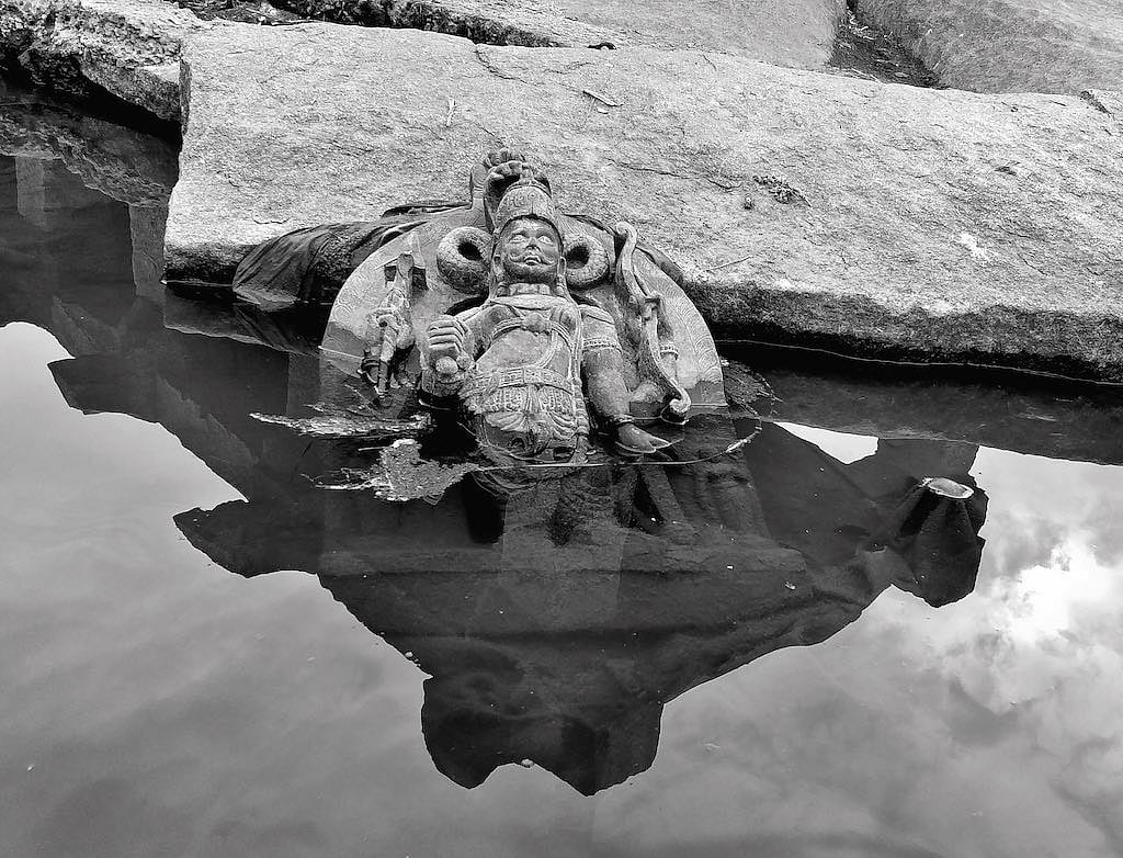 A submerged idol at Hampi