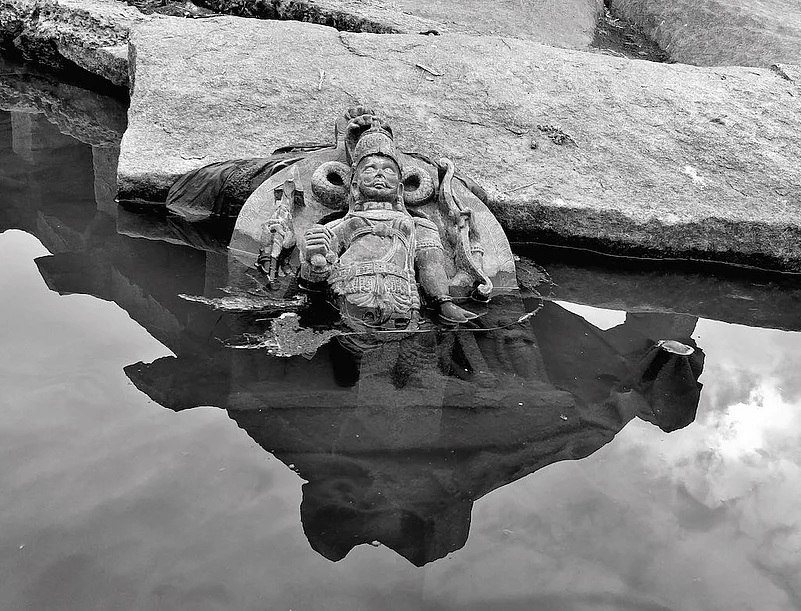 A submerged idol at Hampi