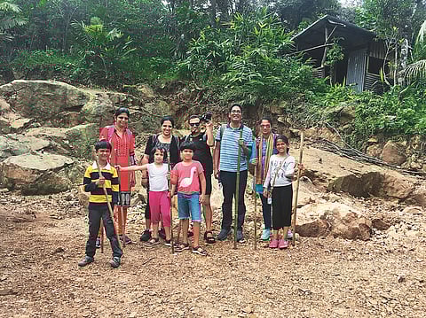 Lakshminath's family on a trek to Meghalaya's double decker root bridge