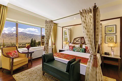 The rooms in Grand Dragon, Ladakh, open up to stunning views