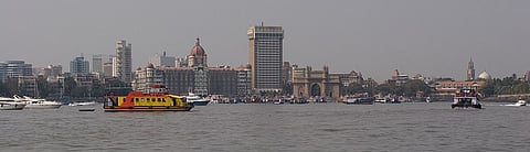 A view of the Taj Mahal Palace Hotel in Mumbai from the sea
