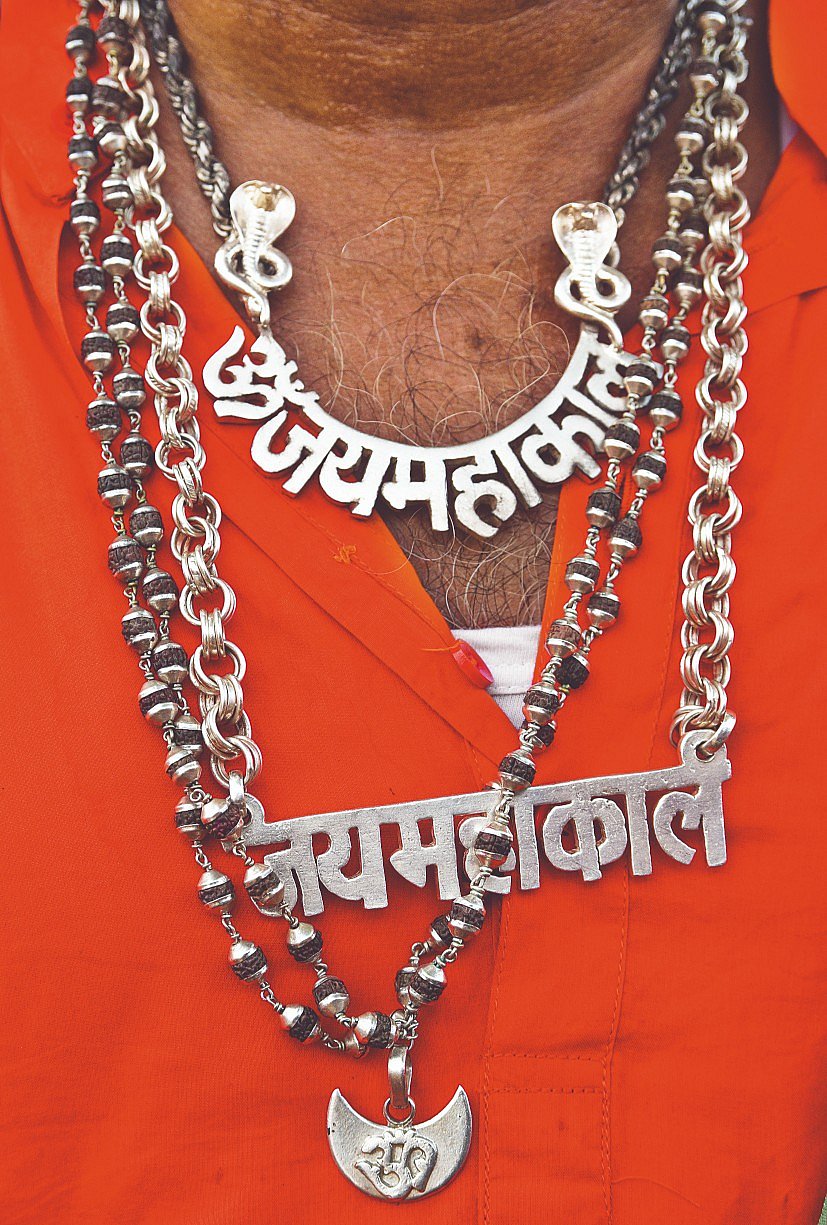 A devotee with a Jai Mahakal locket