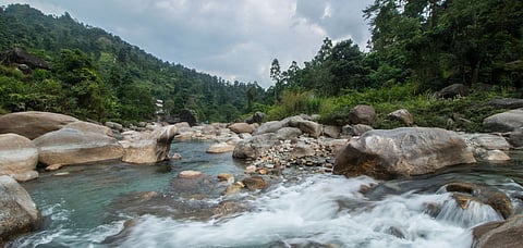 The river Baniya on the banks of which the Mendabari Fort is located 