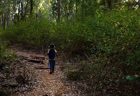 A trekker in Yelagiri, Karnataka