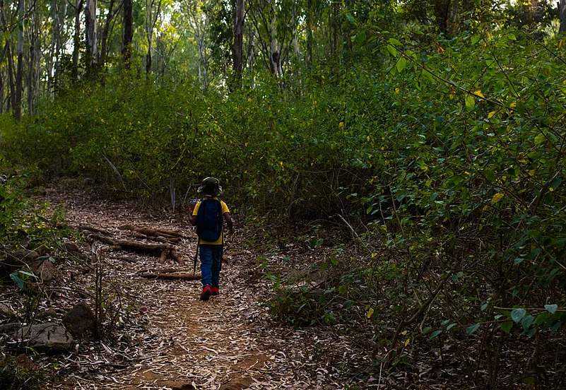 A trekker in Yelagiri, Karnataka