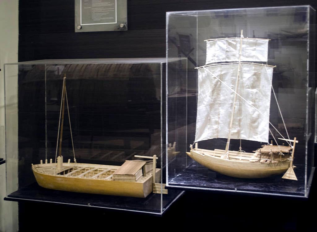 Replicas of boats on display