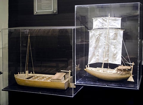Replicas of boats on display