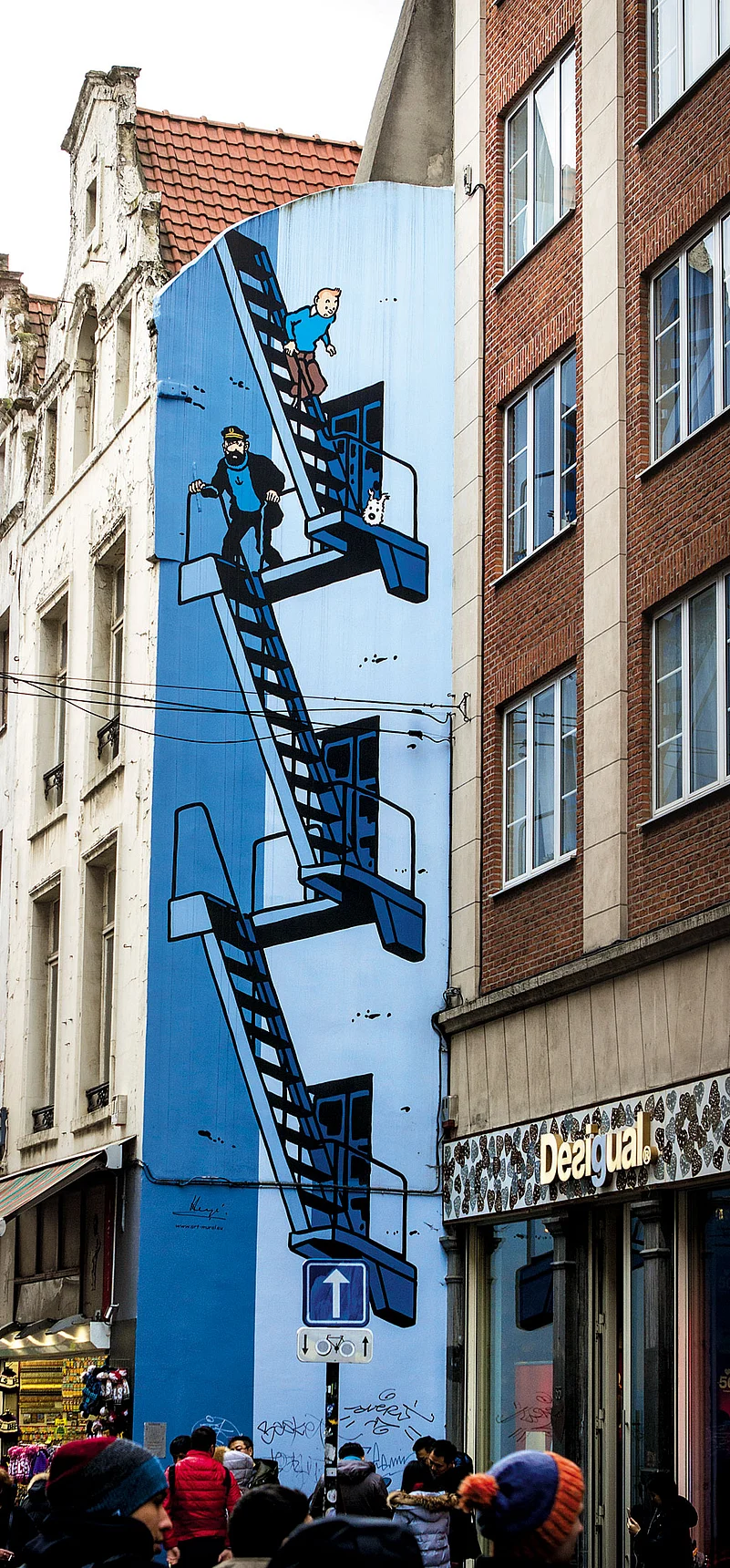 A Tintin mural in Brussels