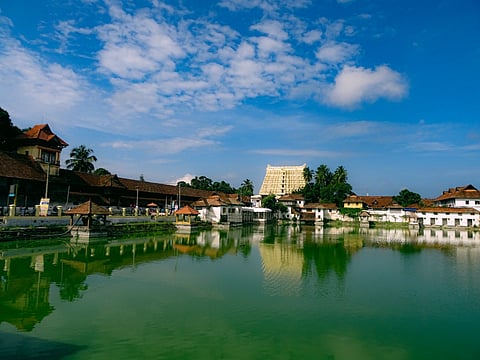 The temple overlooks the holy tank, Padma Teertham, which translates to "lotus spring".