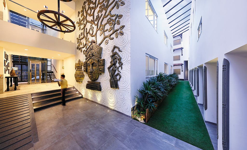 Walking inside the lobby