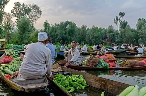 The early morning Floating market at Dal lake