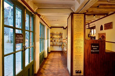 The cosy interiors of the cafe are a perfect foil for the landscape outside
