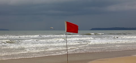 Beaches would have red flags like these to indicate danger zones in monsoon