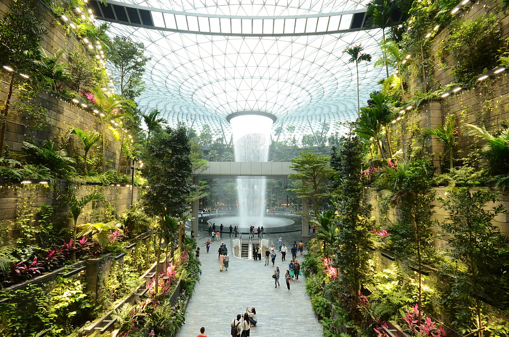 The Rain Vortex at Singapores Changi Airport is a must-visit attraction.