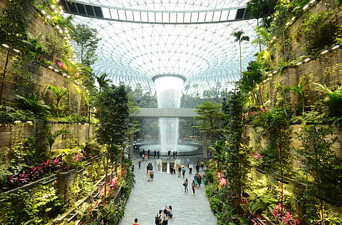 The Rain Vortex at Singapore's Changi Airport is a must-visit attraction.