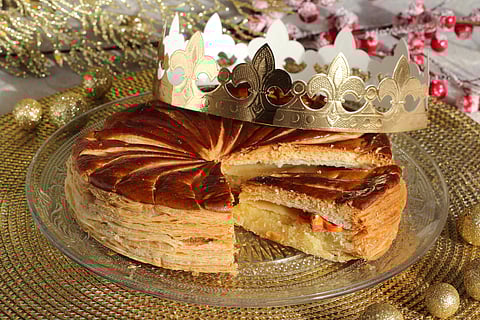 Galette des Rois is a flaky pastry pie filled with frangipane