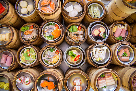 An assortment of different varieties of dim sum